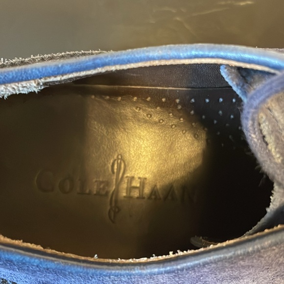 Blue suede Cole Haan dress shoes. - Picture 4 of 7